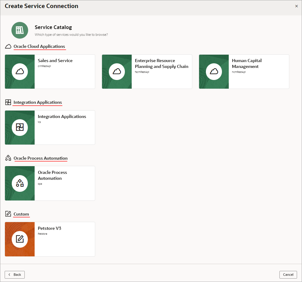 service-connections-create-selectcatalog.pngの説明は以下のとおりです
