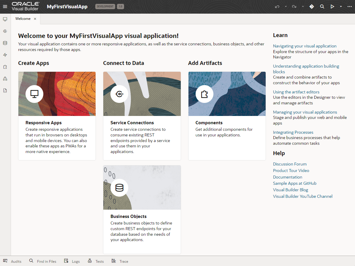 visualapp-welcome-screen.pngの説明は以下のとおりです