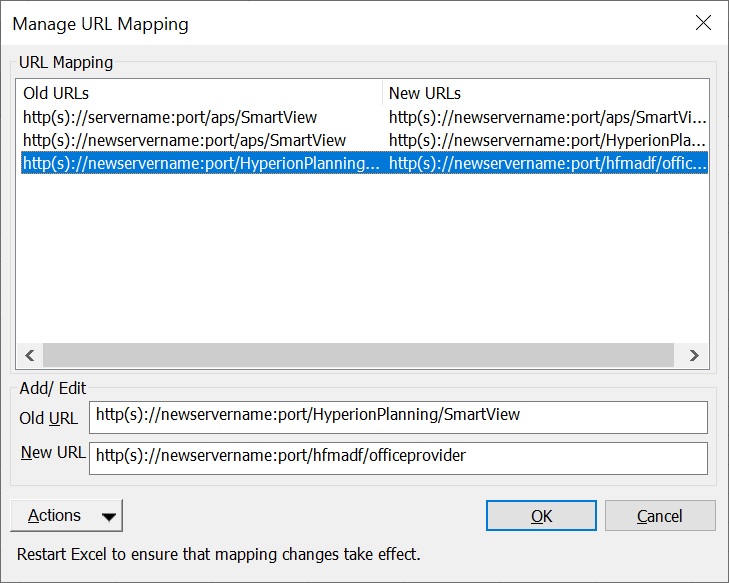 リストから選択された、削除するURLマッピング。