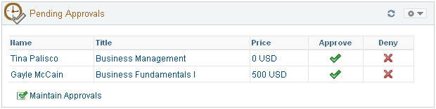 Pending Approvals pagelet
