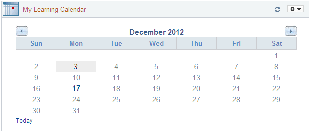 My Learning Calendar pagelet