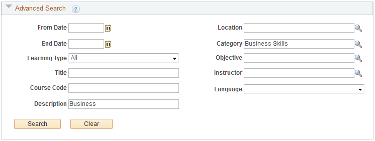 Find Learning Advanced Search Criteria