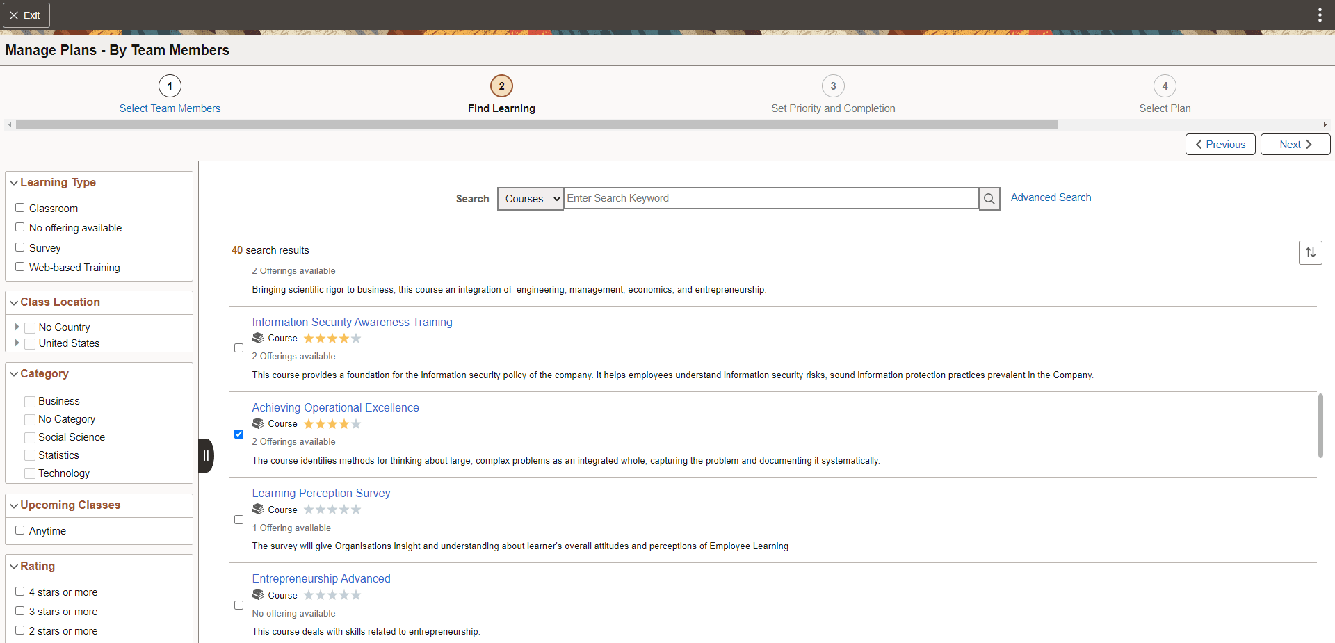 Find Learning Step of Manage Plans By Team Members