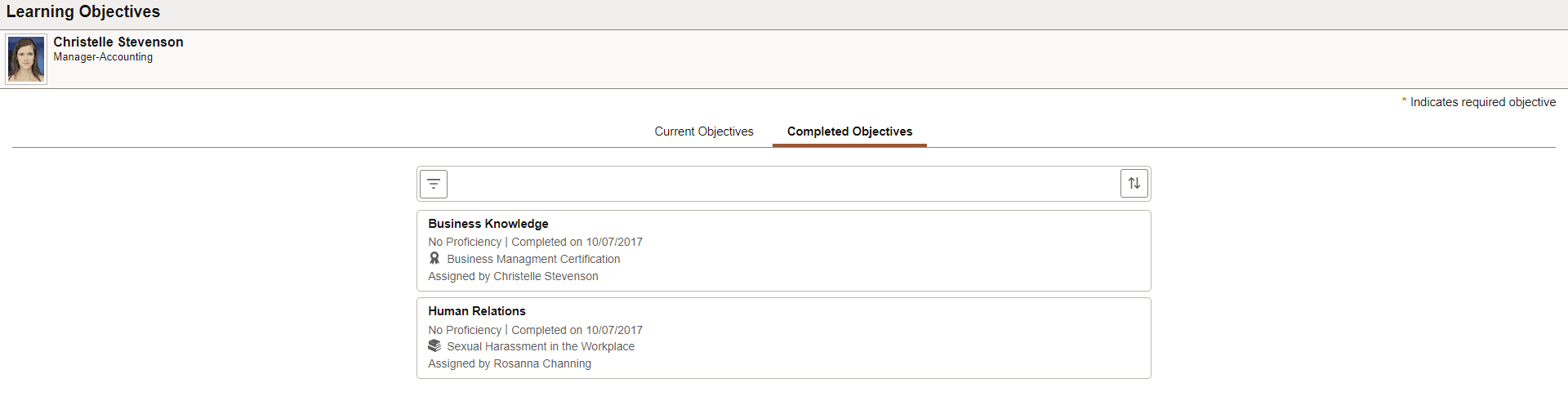 Completed Objectives