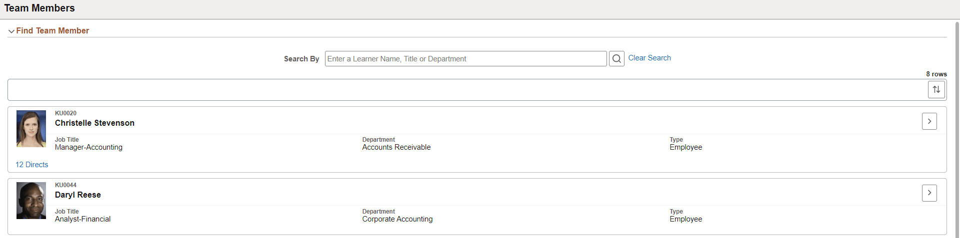 Team Members page (Review All Objectives)