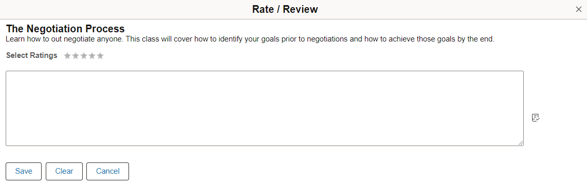 Rate Review modal page