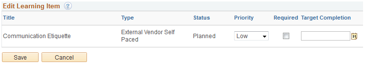 Edit Learning Item page