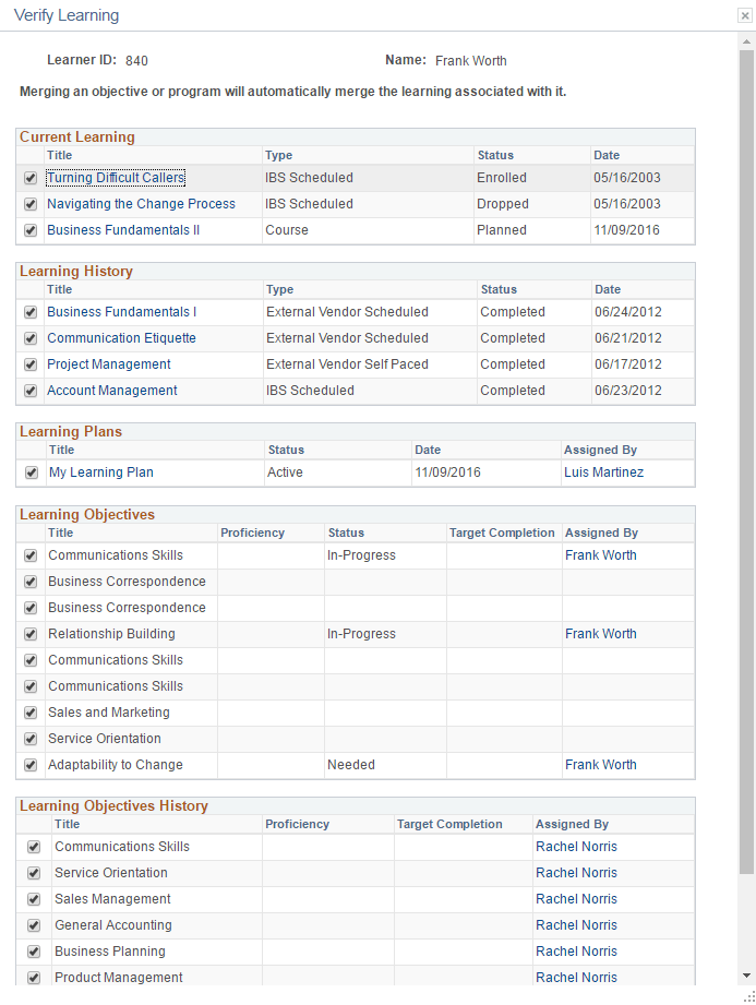 Verify Learning page