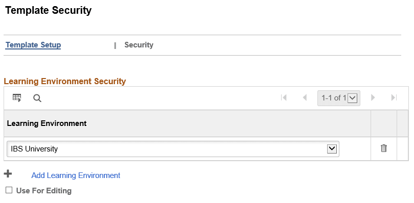 Template Security page