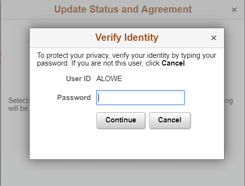 Verify Identity popup