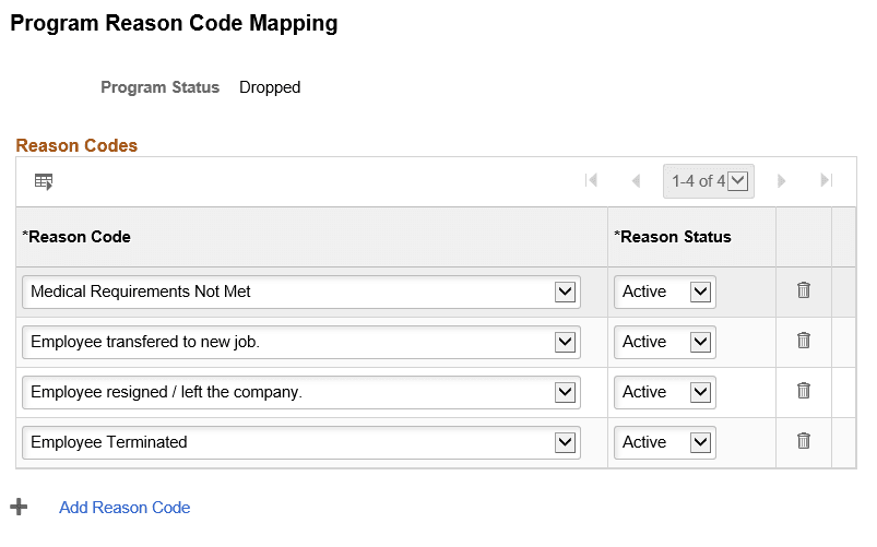 Program Reason Code Mapping