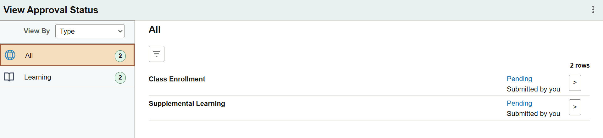 View Approval Status page