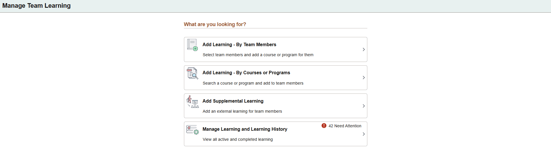 Manage Team Learning Page