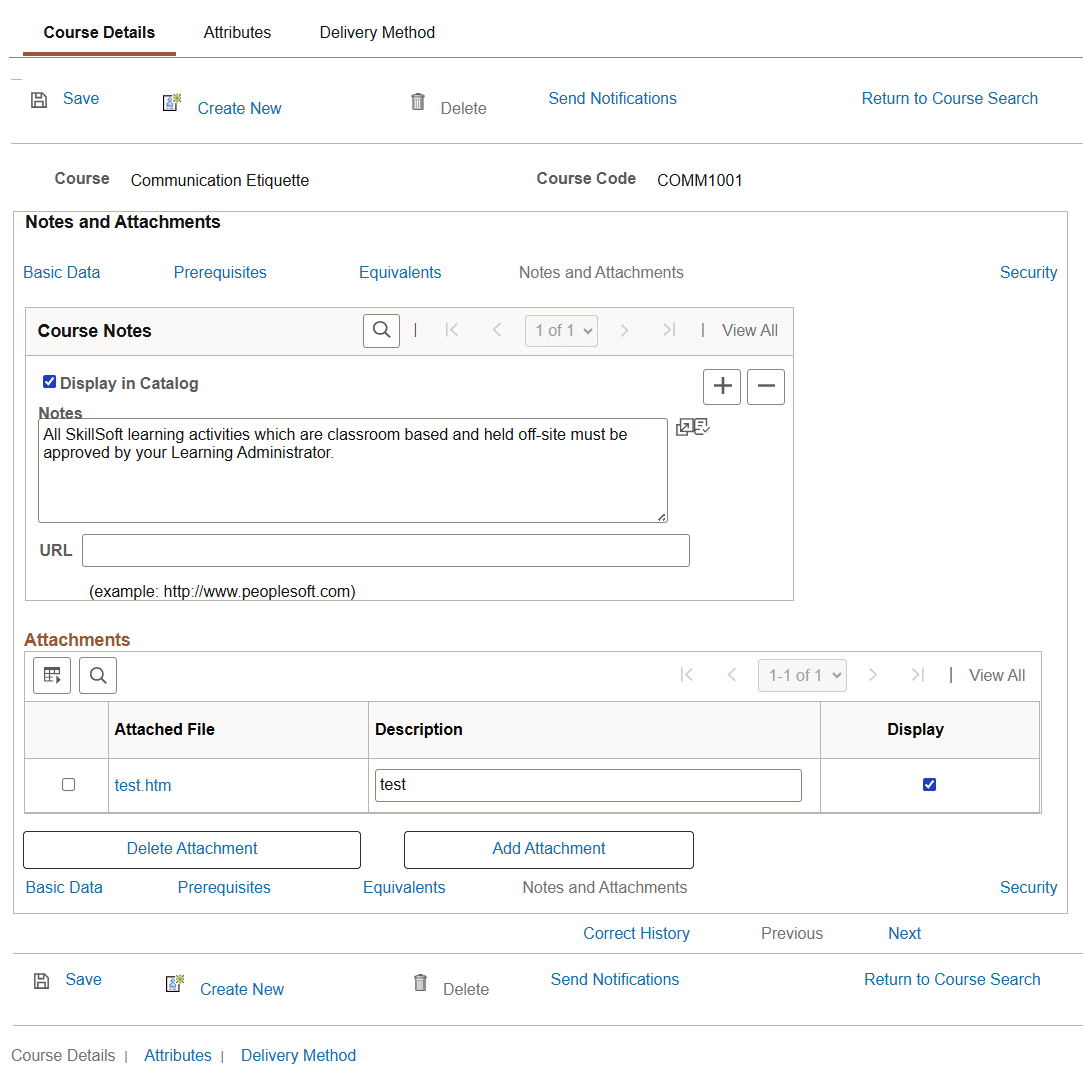 Course Details_Notes page