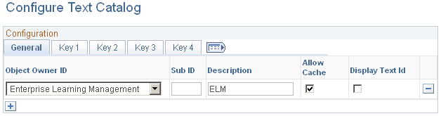 Configure Text Catalog page