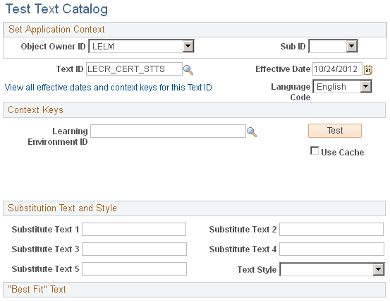 Test Text Catalog page