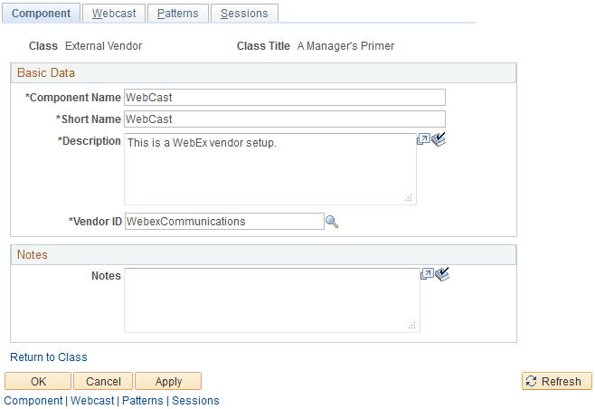 Webcast - Component page