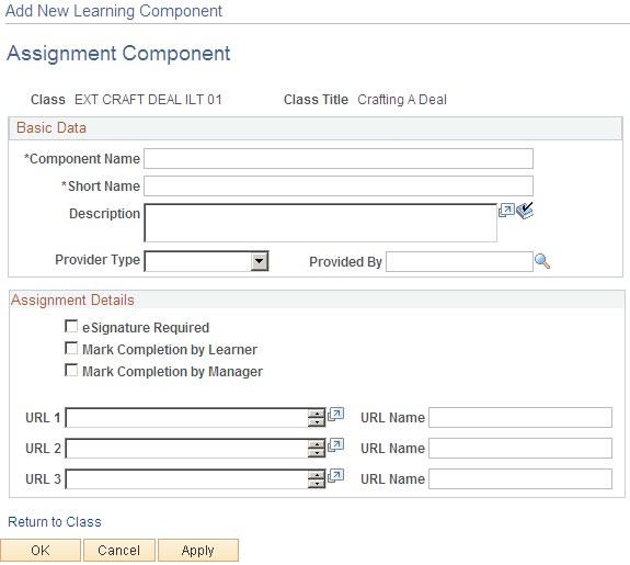 Assignment Component page