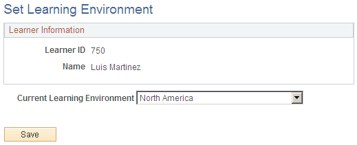 Set Learning Environment page