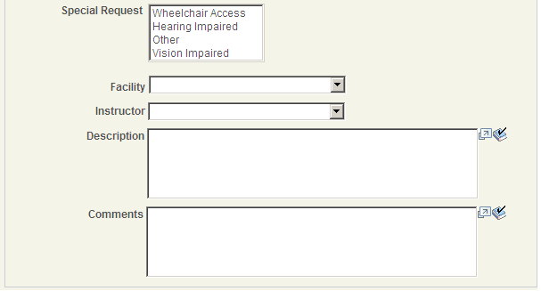 Submit Learning Requests - Details: General Attributes page (2 of 2)