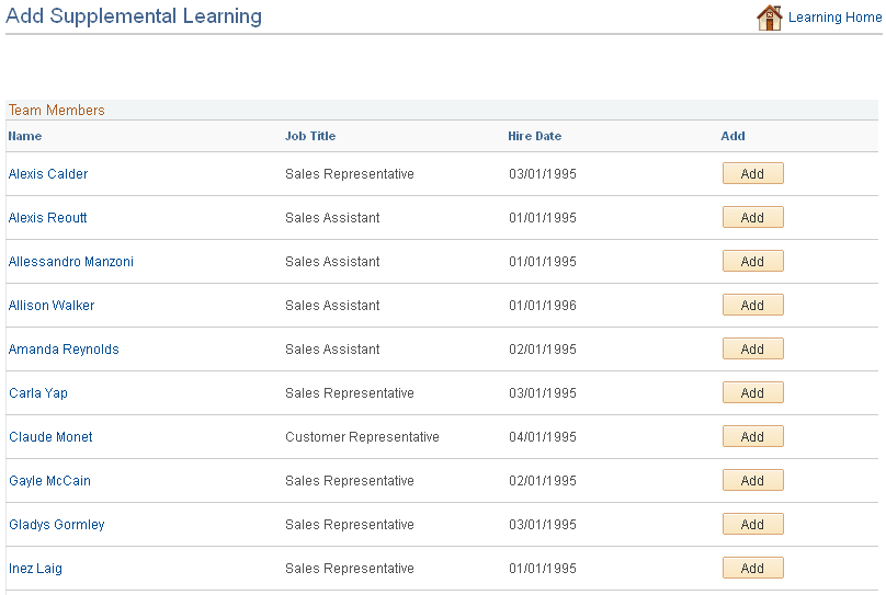 Add Supplemental Learning page
