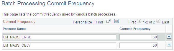 Batch Processing Commit Frequency page