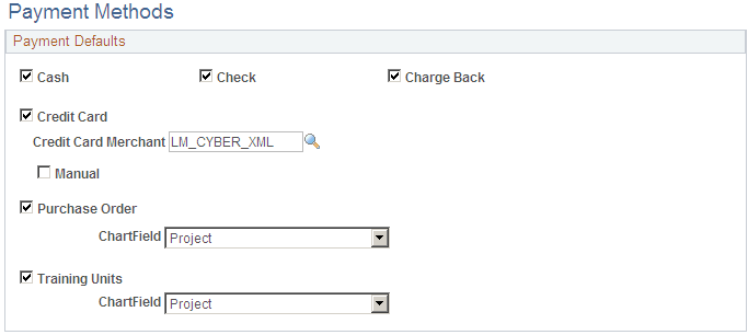 Payment Methods page