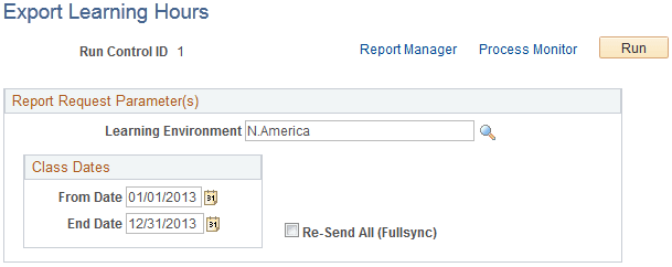 Export Learning Hours page