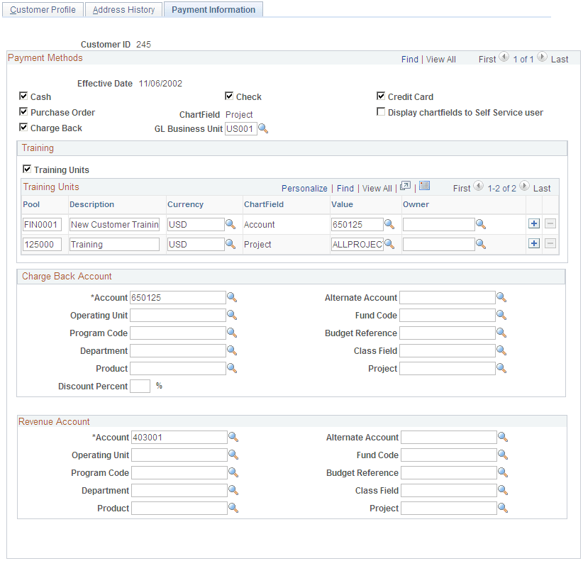 Payment Information page