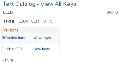 Text Catalog - View All Keys page