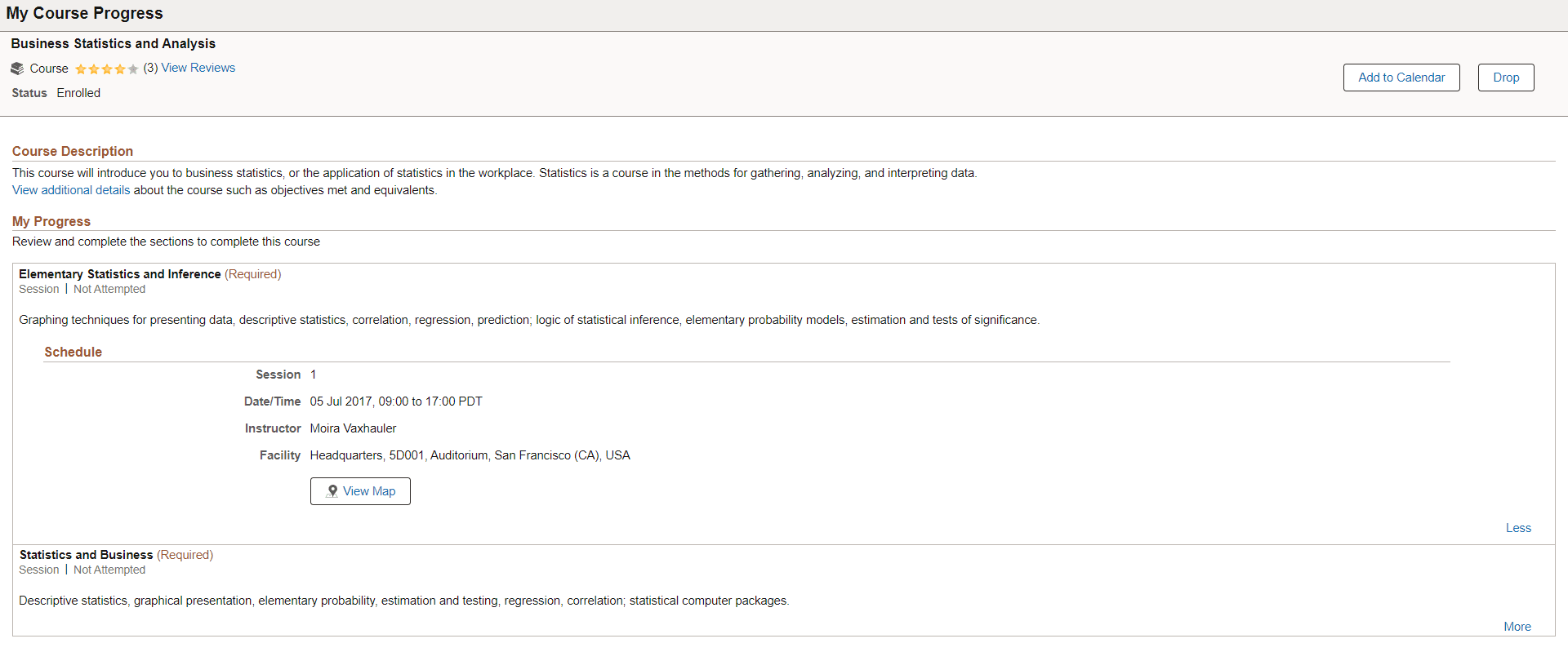 My Course Progress Page