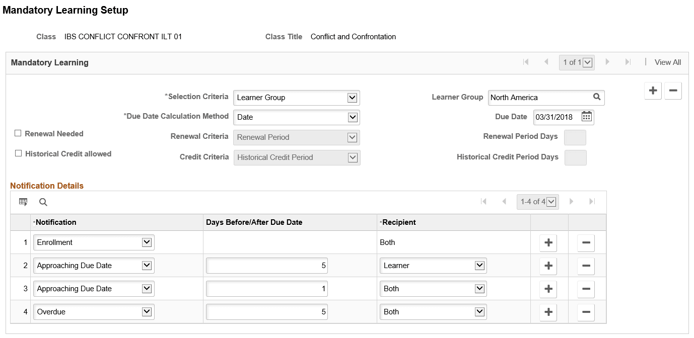 Mandatory Learning Setup Page