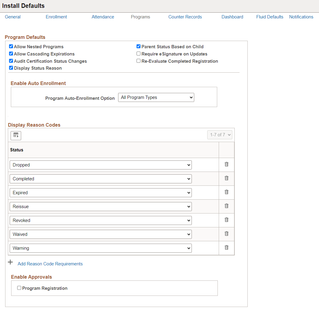Install Defaults - Programs Tab