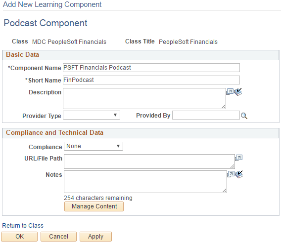 Podcast Component page