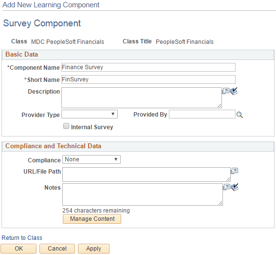 Survey Component page
