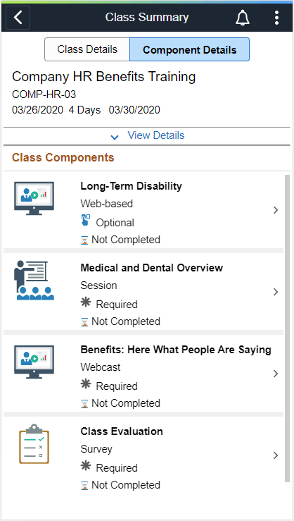 SFF_Class Summary page - Component Details tab
