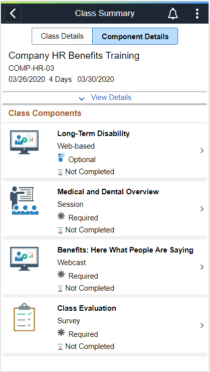 SFF_Class_Component Details page