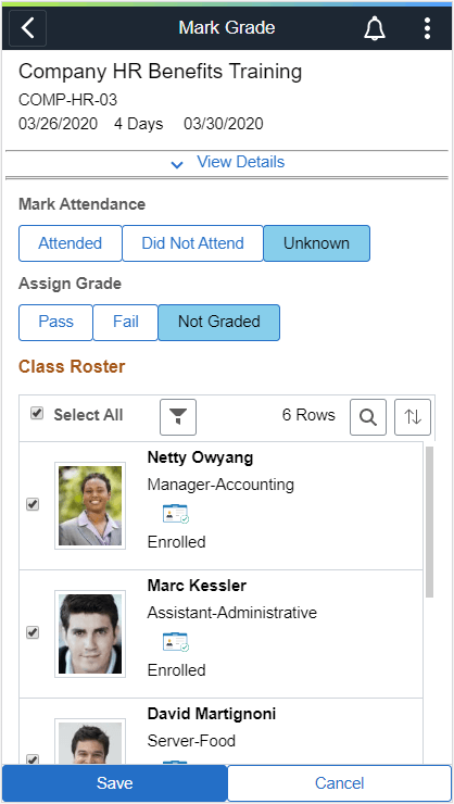 SFF_Class_Mark Grade page