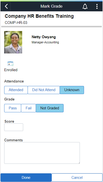 SFF_Class_Class Roster_Mark Grade Page