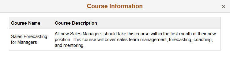 Course Information page