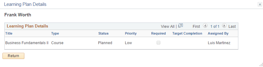 Learning Plan Details page