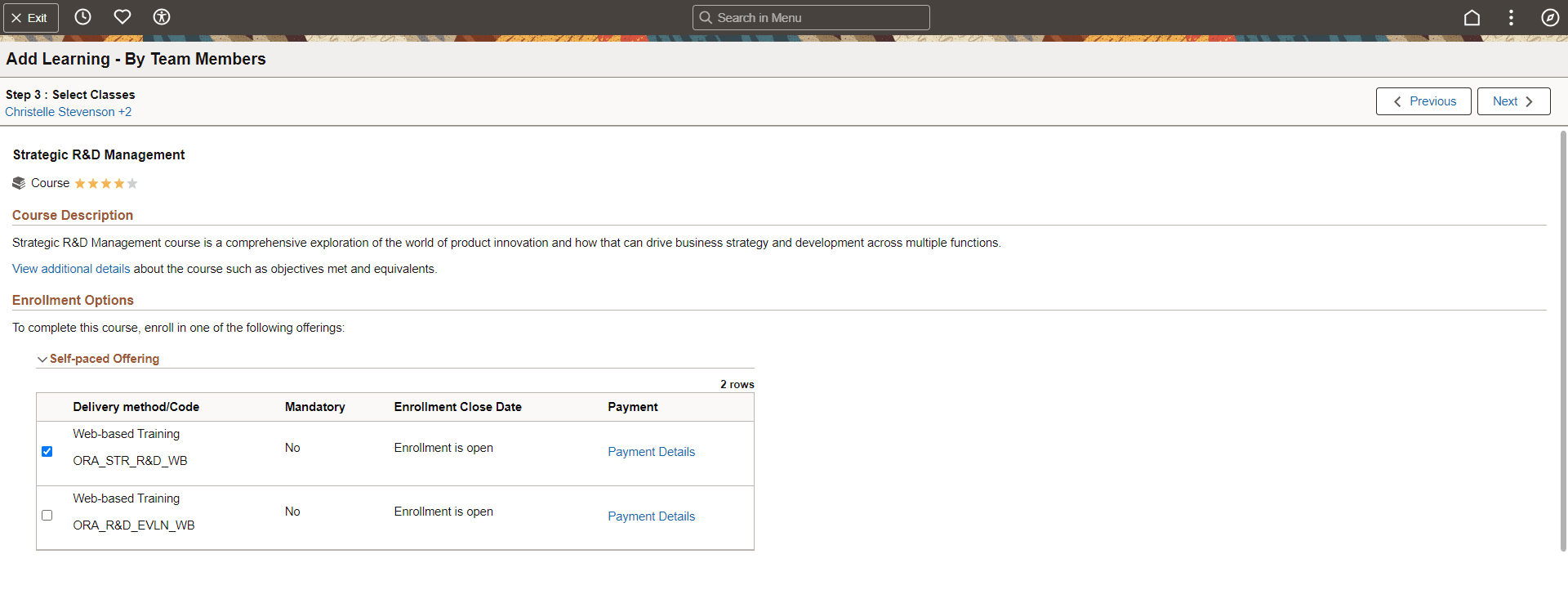 Step 3 of 4 of Add Learning - By Team Members Page