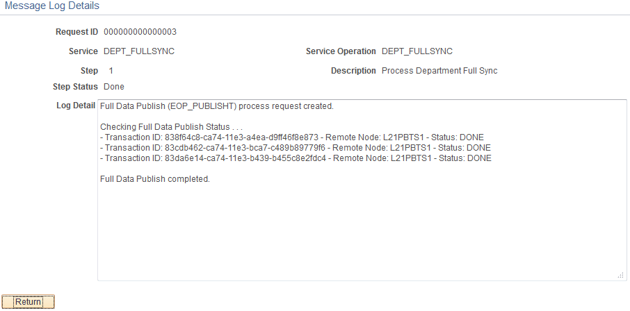 Message Log Details page