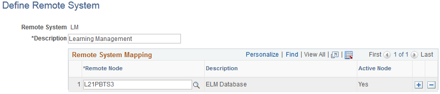 Define Remote System page