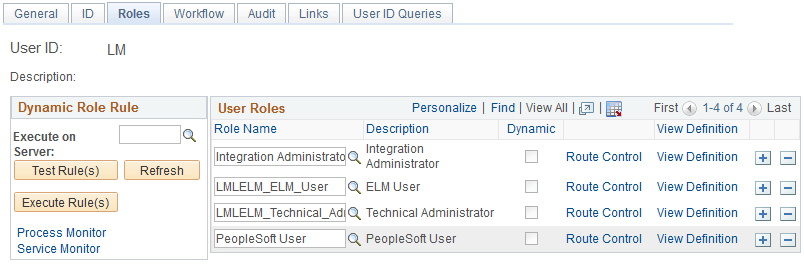Required roles in the ELM environment