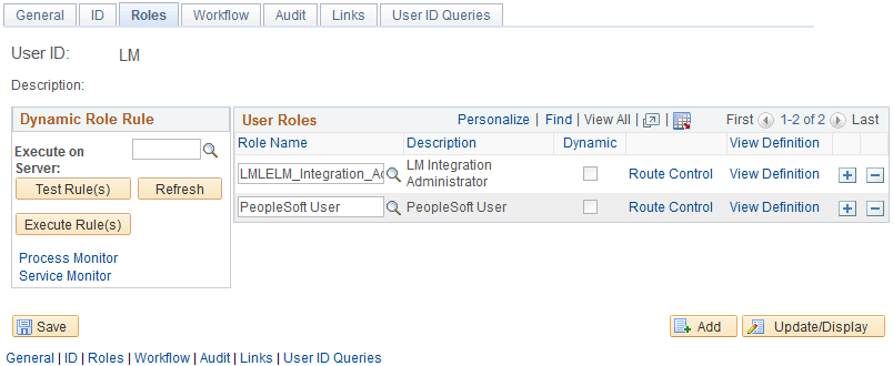 Required roles in the HCM environment