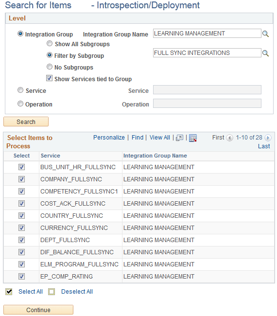 Example of Introspection and Deployment search results