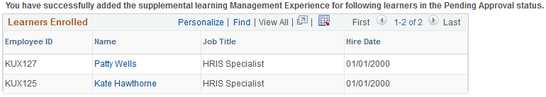 Learners Enrolled grid