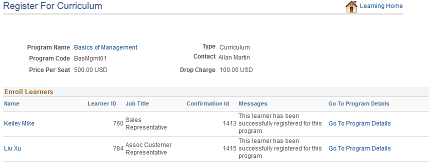 <>Register For <Program> (confirmation) page