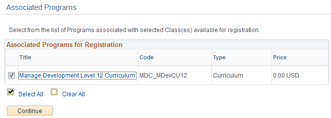 Associated Programs page